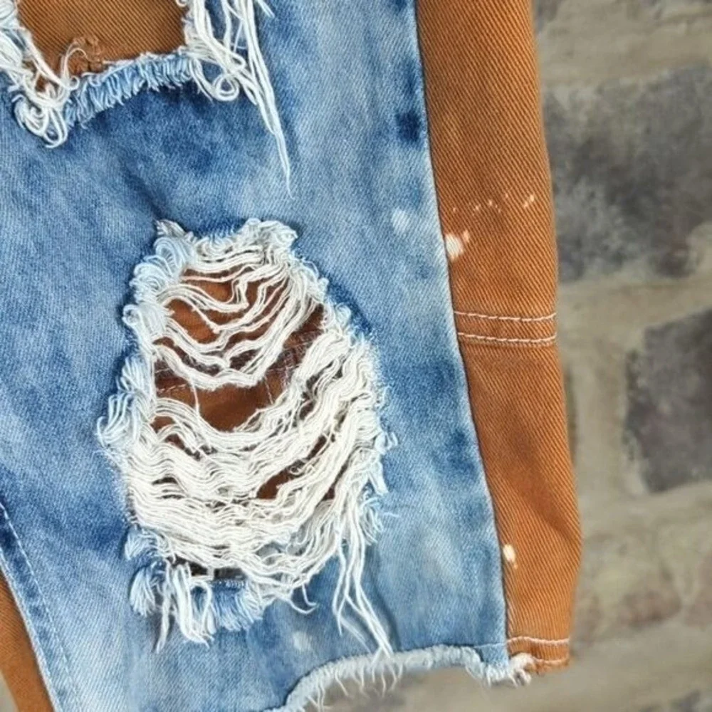 Roar Jeans Rage of a Rebellion Mens 30 Distressed Two Tone Acid Wash Shorts Blue